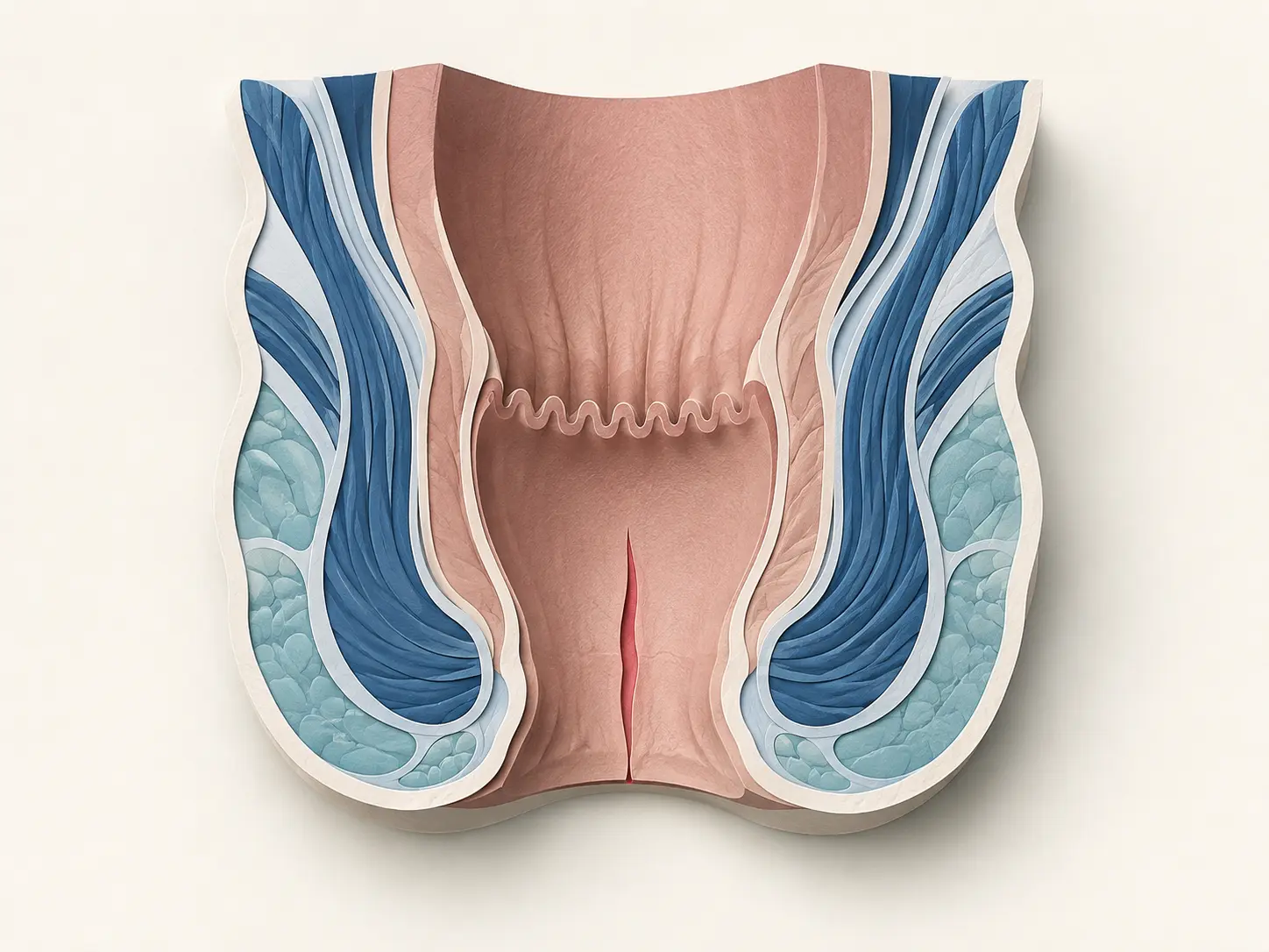 Ilustração médica sobre Fissura anal
