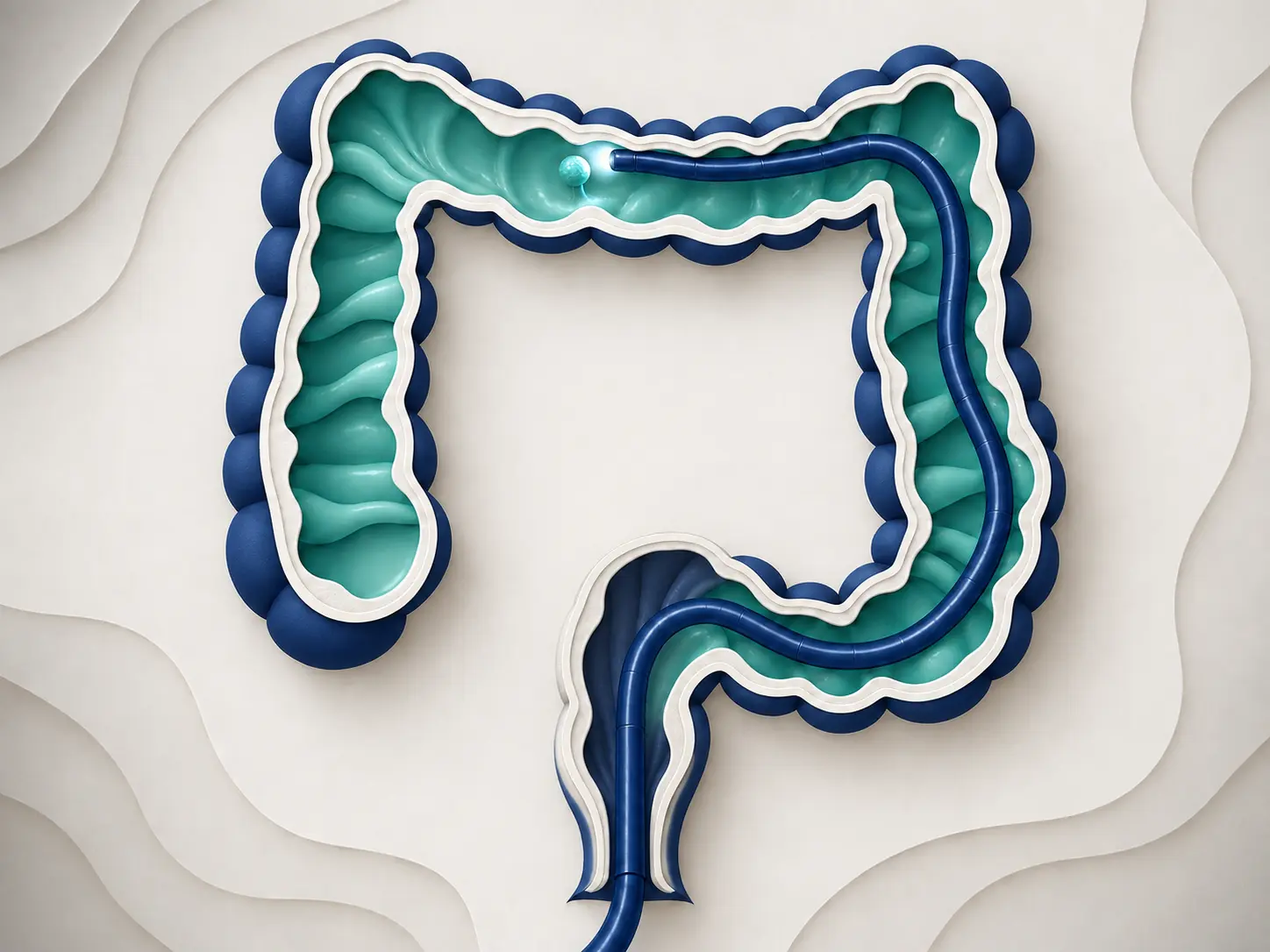 Ilustração médica sobre Colonoscopia avançada