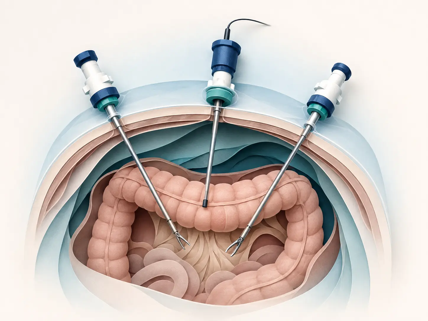 Ilustração médica sobre Cirurgia laparoscópica