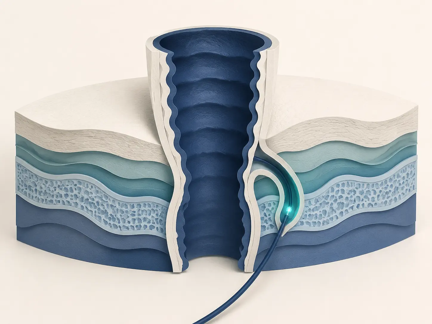 Ilustração médica sobre Laser em doenças orificiais