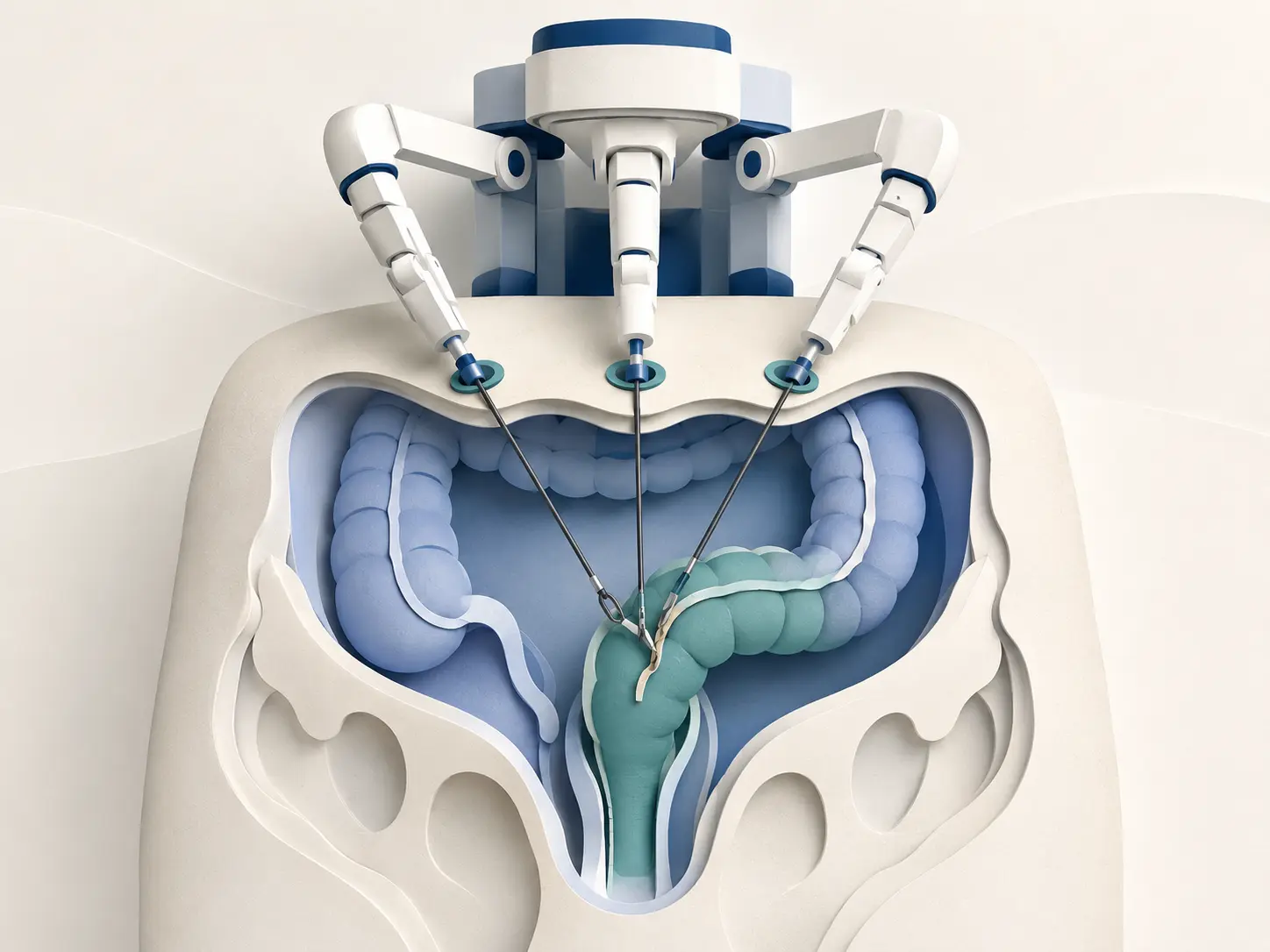 Ilustração médica sobre Cirurgia robótica